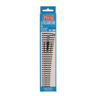 Peco SL388 N Code 80 Right Hand Large Radius Turnout